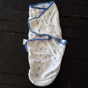 Aden + Anais Small/Medium 0-3 Months Swaddle Unisex White Blue Anchors Boy Girl